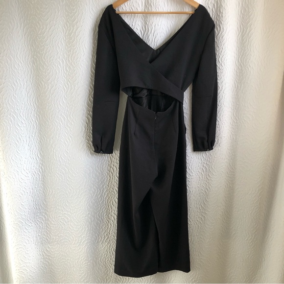 Wilfred Black Écoulement Jumpsuit Tie-waist Long-sleeve V Neck Jumpsuit Size 2 - Picture 6 of 16